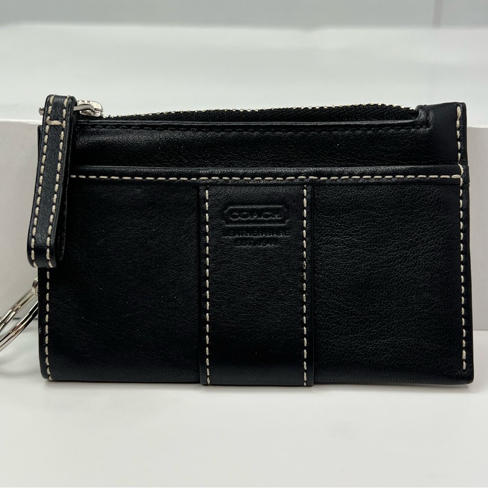 Coach Vintage Black Leather Skinny Key & Card Holder